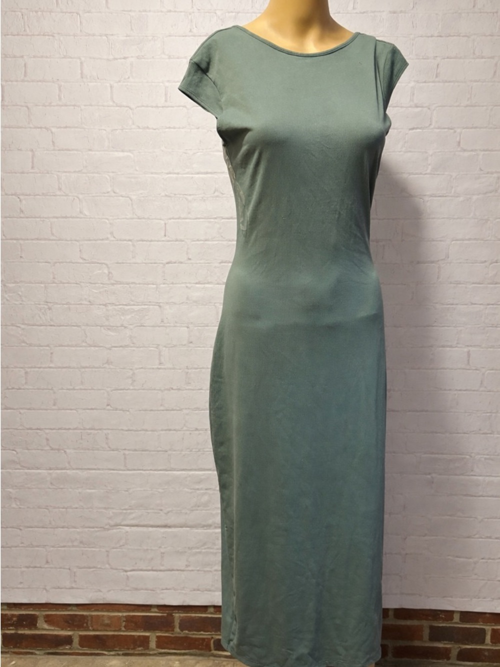 Classic Olive Green Cap Sleeve Maxi Dress